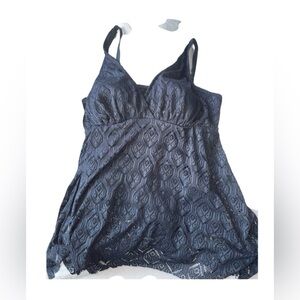 Swimsuits For All Black Crochet Lace Swim Dress One Piece Size 22